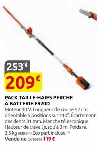 pack taille-haies perche à batterie e920d