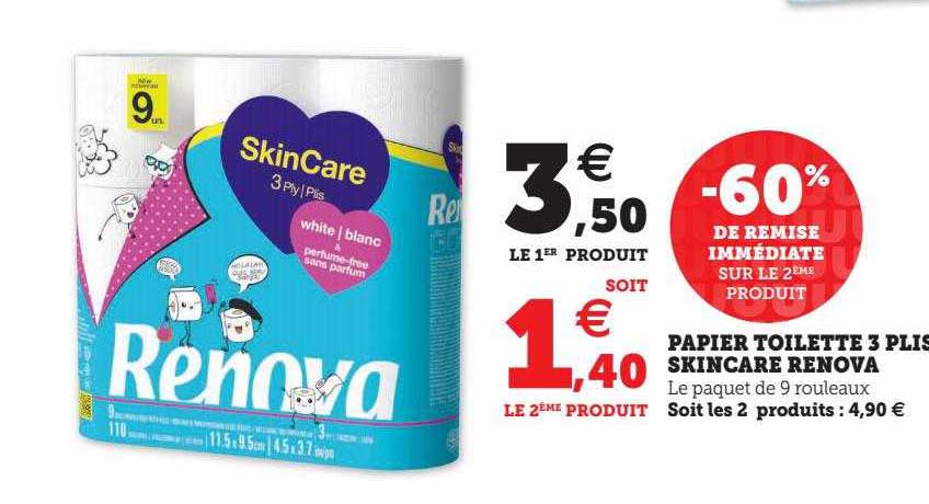 Papier Toilette 3 Plis Skincare Renova