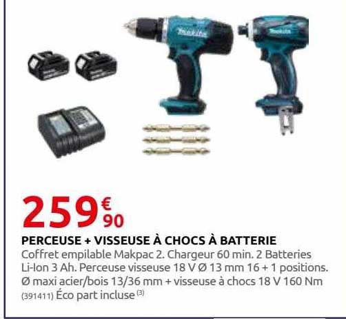 perceuse + visseuse à chocs à batterie makita