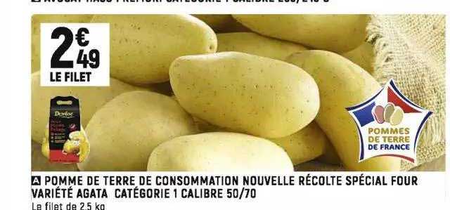 pomme de terre de consommation nouvelle récolte spécial four variété agata catégorie 1 calibre 50-70