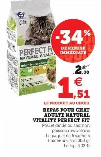 repas pour chats adulte natural vitality perfect fit