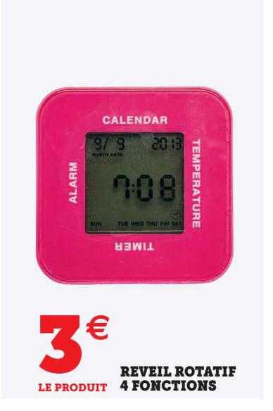 réveil rotatif 4 fonctions