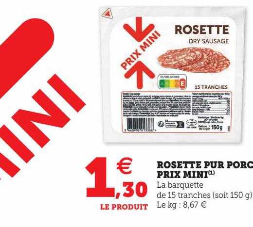 rosette pur porc prix mini