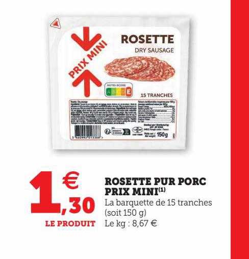 rosette pur porc prix mini
