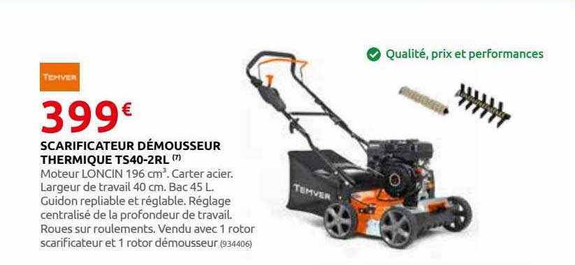 scarificateur démousseur thermique ts40-2rl temver
