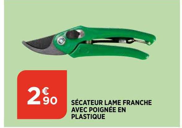 sécateur lame franche avec poignée en plastique