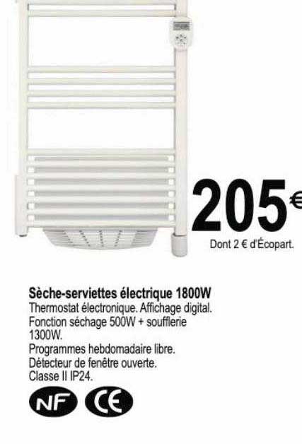 sèche-serviettes électrique 1800w