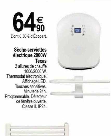 sèche-serviettes électrique 2000w texas