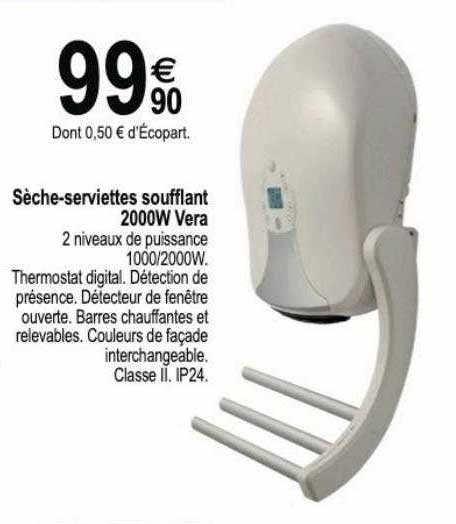 sèche-serviettes soufflant 2000w vera