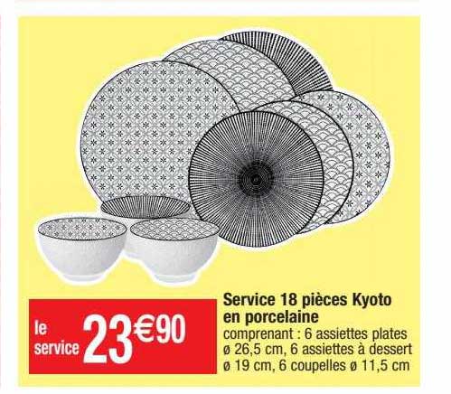Service 18 Pièces Kyoto En Porcelaine