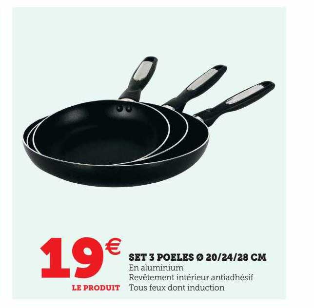 Set 3 Poêles ø 20-24-28 Cm