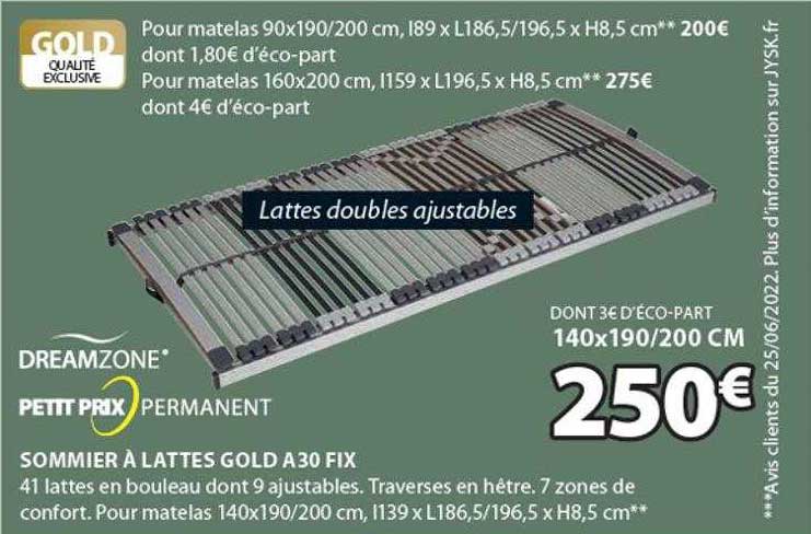sommier à lattes gold a30 fix