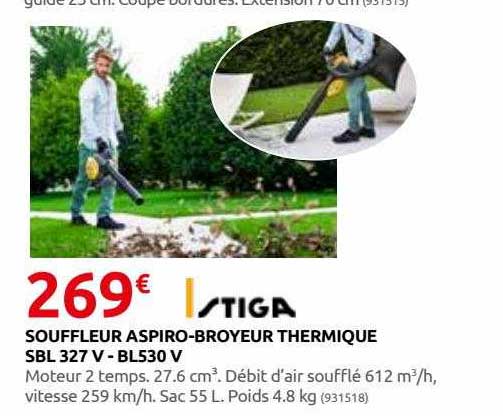 souffleur aspiro-broyeur thermique sbl 327v - bl530 v stiga