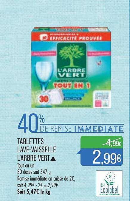 tablettes lave-vaisselle l'arbre vert