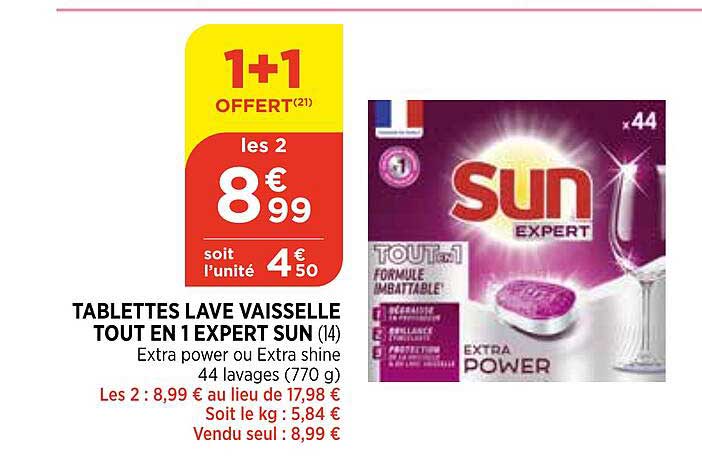 tablettes lave vaisselle tout en 1 expert sun