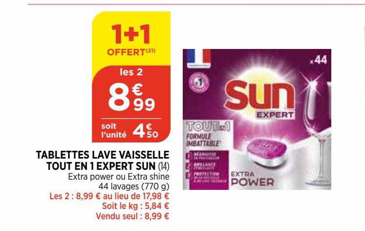 tablettes lave vaisselle tout en 1 expert sun