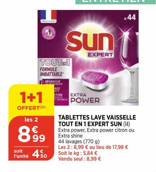 tablettes lave vaisselle tout en 1 expert sun
