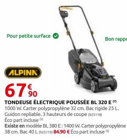 tondeuse électrique poussée bl 320 e alpina