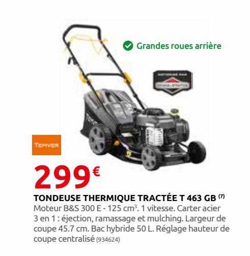 Tondeuse Thermique Tractée T 463 Gb Temver