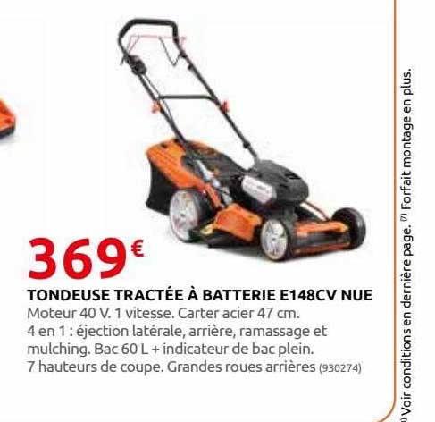 tondeuse tractée à batterie e148cv nue