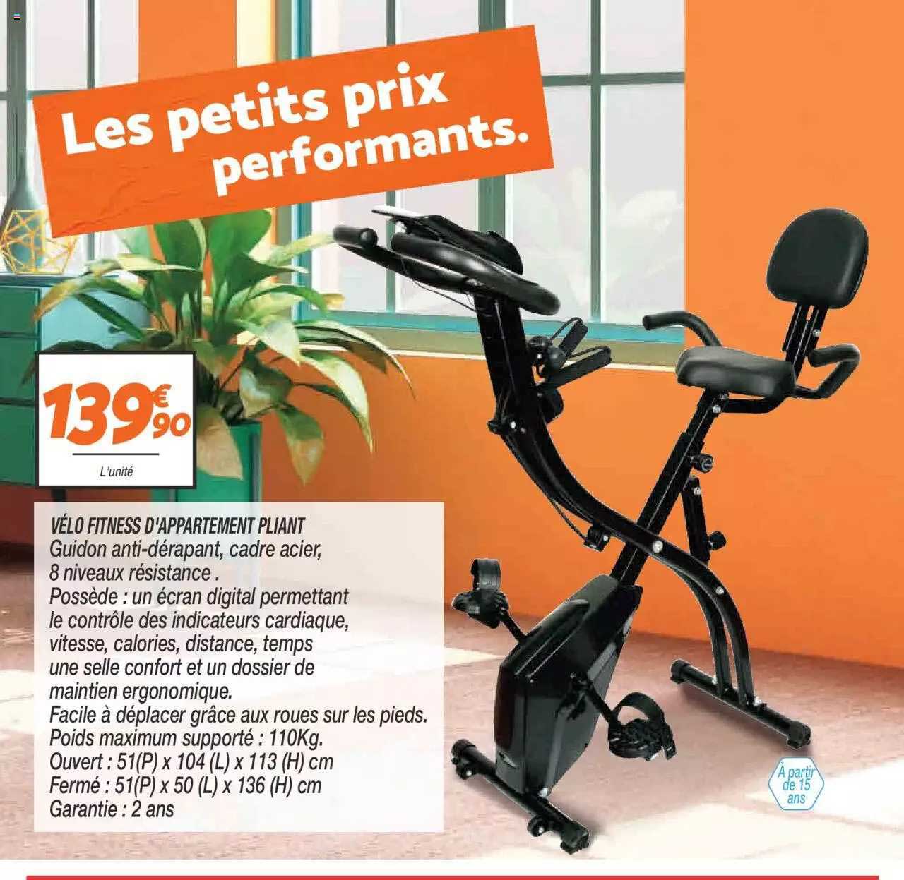 vélo fitness d'appartement pliant