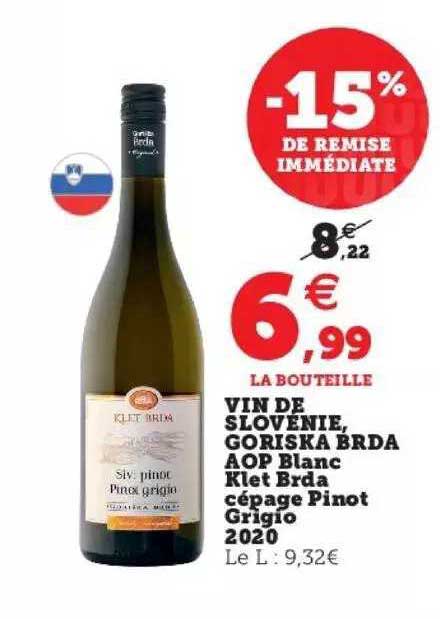 vin de slovenie, goriska brda aop blanc klet brda cépage pinot grigio 2020