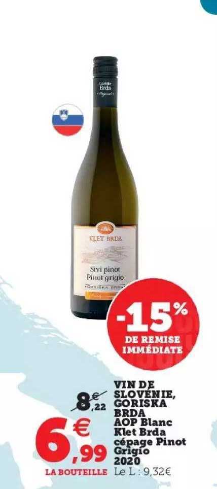 vin de slovenie, goriska brda aop blanc klet brda cépage pinot grigio 2020