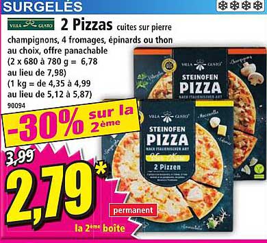 2 pizzas villa gusto