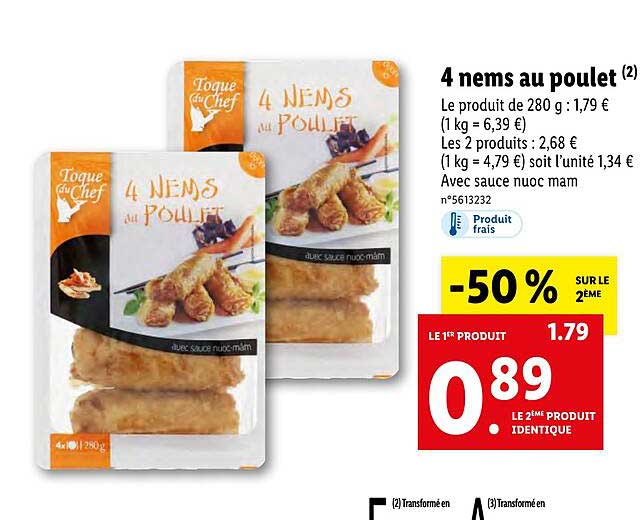 4 Nems Au Poulet Toque Du Chef