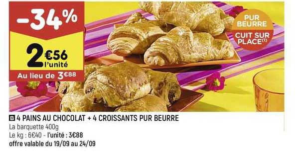 4 Pains Au Chocolat + 4 Croissants Pur Beurre