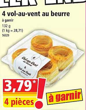 4 vol-au-vent au beurre à garnir