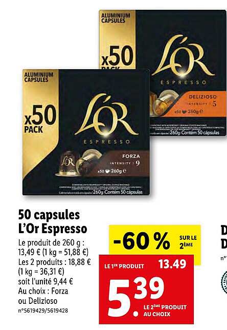 50 Capsules L'or Espresso