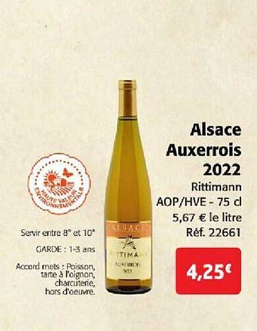 alsace auxerrois 2022 rittimann aop-hve