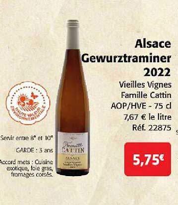 alsace gewurztraminer 2022 vieilles vignes famille cattin aop-hve