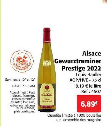 alsace gewurztraminer prestige 2022 louis hauller