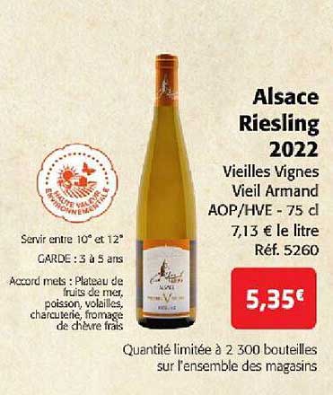 alsace riesling 2022 vieilles vignes aop-hve