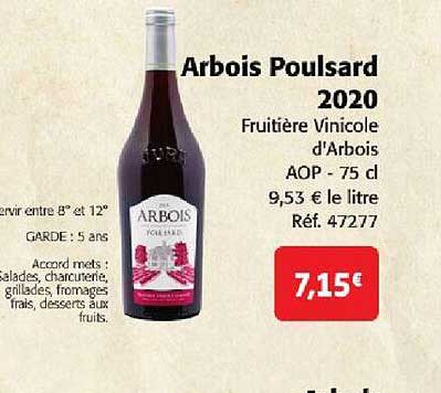 arbois poulsard 2020 fruitière vinicole d'arbois aop