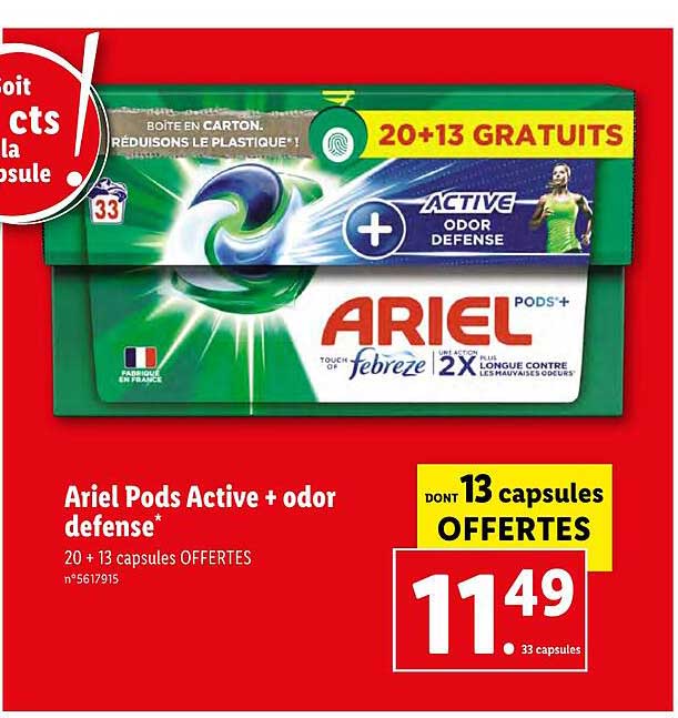 ariel pods active + odor defense