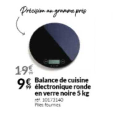 Balance De Cuisine électronique Ronde En Verre Noire 5 Kg