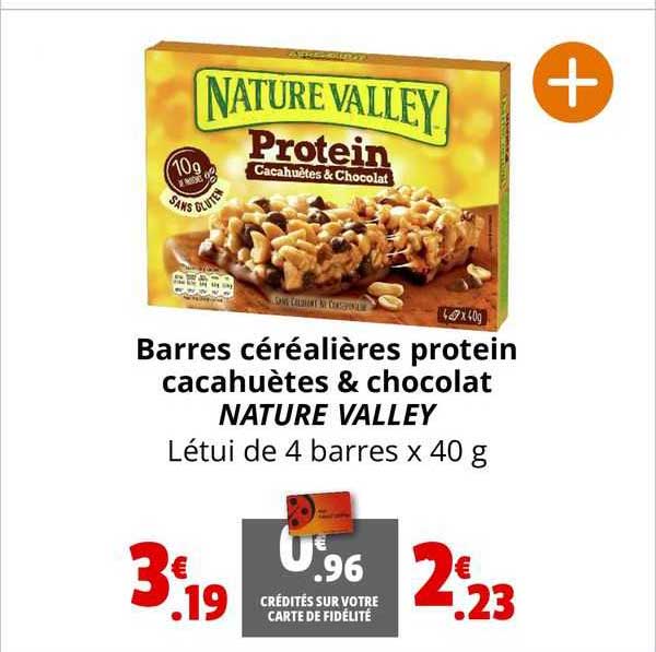 barres céréalières protein cacahuètes & chocolat nature valley