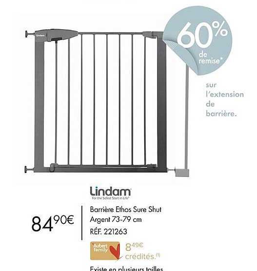 barrière ethos sure shut argent 73-79 cm lindam