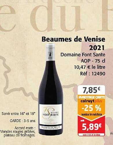 beaumes de venise 2021 domaine font sante aop