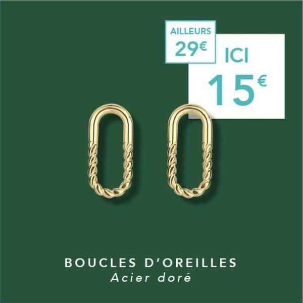 boucles d'oreilles acier doré