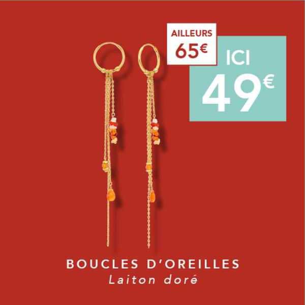 boucles d'oreilles laiton doré
