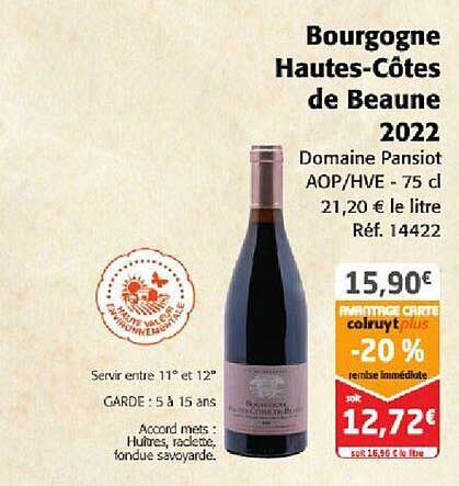 bourgogne hautes-côtes de beaune 2022 domaine pansiot aop-hve