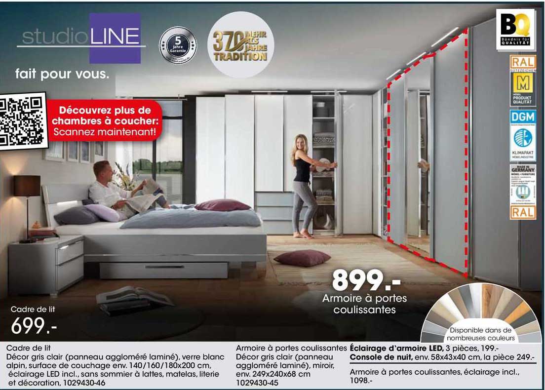 cadre de lit ou armoire à portes coulissantes studio line