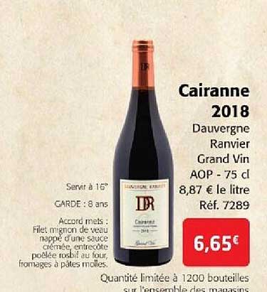 cairanne 2018 dauvergne ranvier grand vin aop