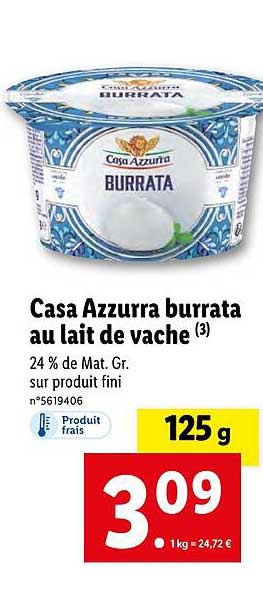 casa azzurra burrata au lait de vache