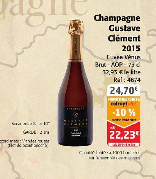 champagne gustave clément 2015 cuvée vénus brut - aop