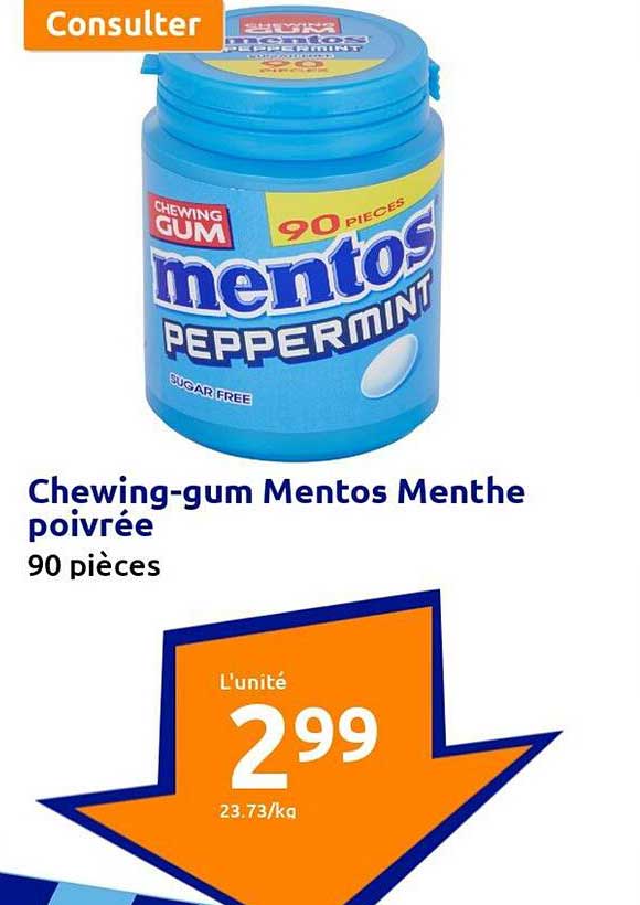 chewing-gum mentos menthe poivrée